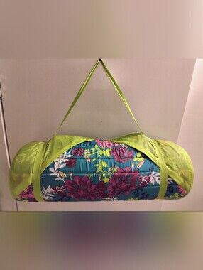 Laura Ashley Floral Quilted Yoga Mat Bag in Teal and Lime